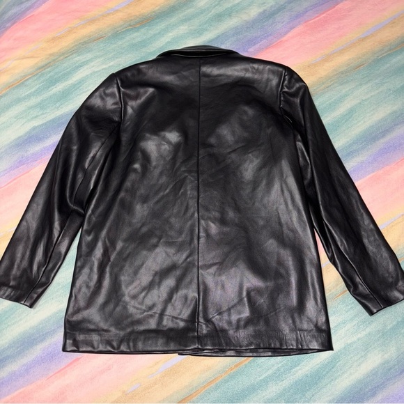 Abercrombie & Fitch Vegan Leather black Blazer women’s size L - Picture 5 of 7